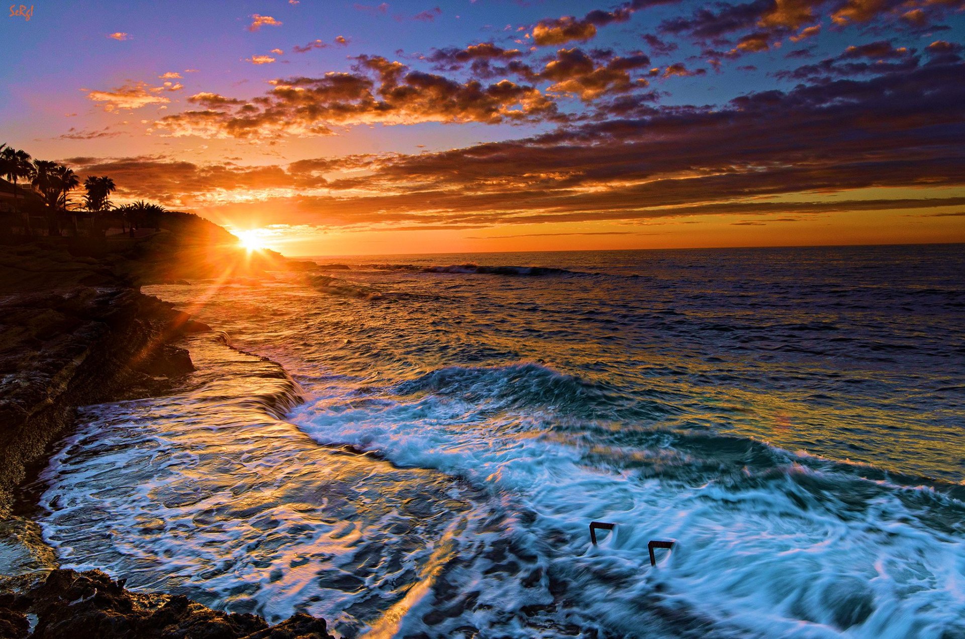 Sunset over the sea on the Alicante coast
