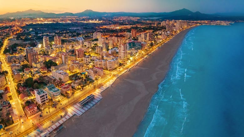 Paseo junto al mar en Alicante, entre palmeras